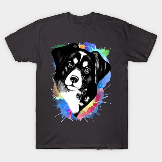 Dog Surreal Portrait with Rainbow Eyes T-Shirt by BluedarkArt